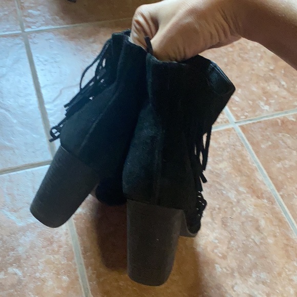 Black suede fringe detail ankle boot - Picture 4 of 4
